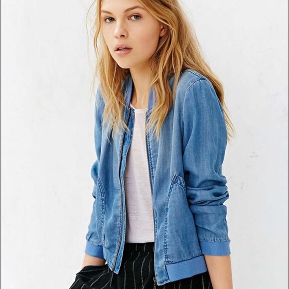 chambray bomber jacket womens